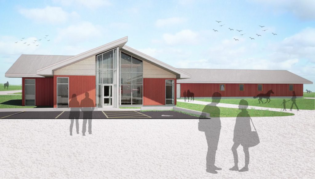 modern equine building with traditional barn elements