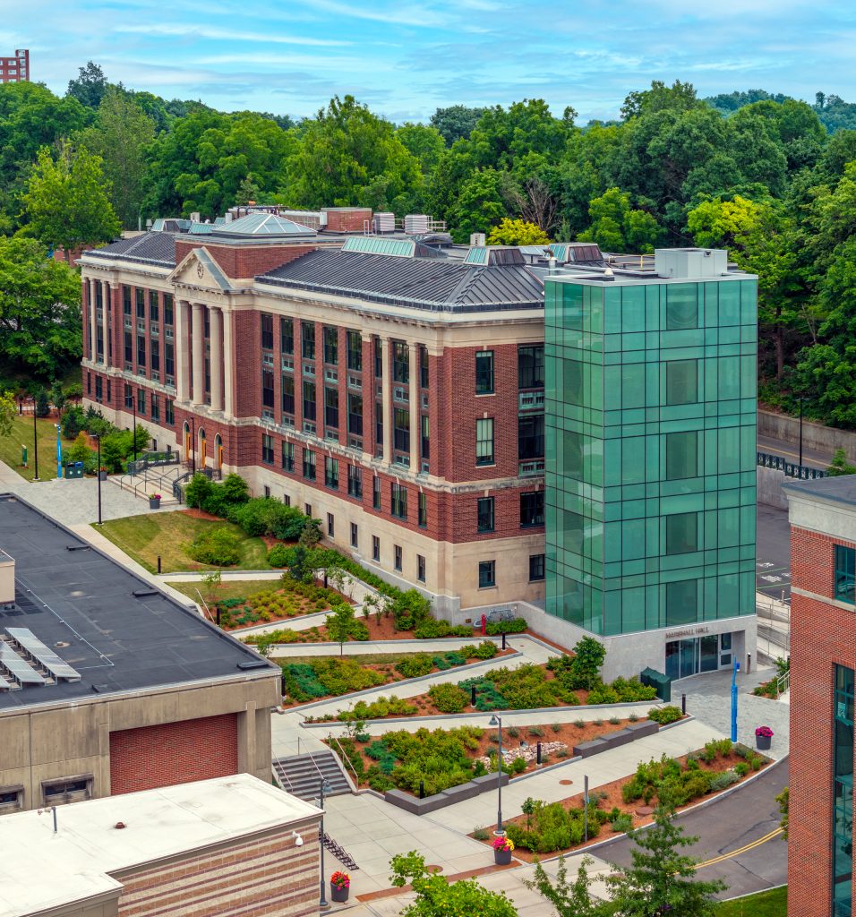 SUNY ESF Marshall Hall- brick building with glass stairwell